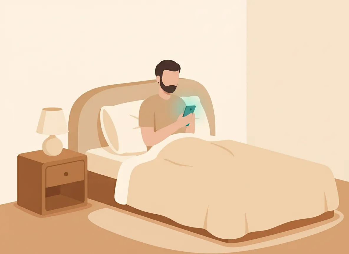 Person searching for answers privately on their phone late at night