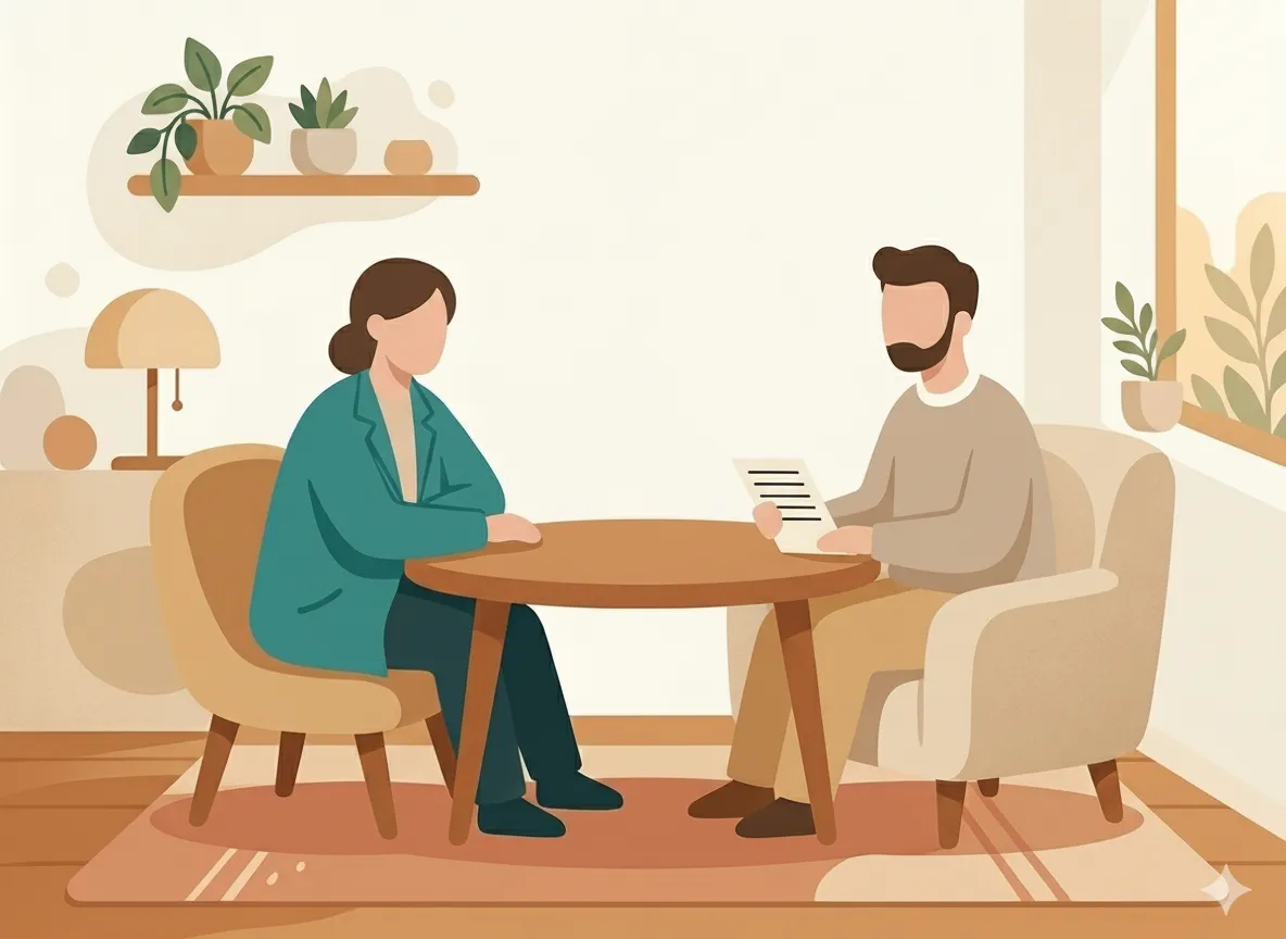 Person sharing a prepared brief with their doctor